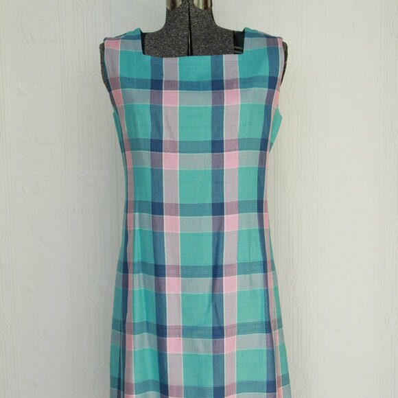 60's Givenchy summer tartan dress and suit, pastel colors - Picture 3 of 6